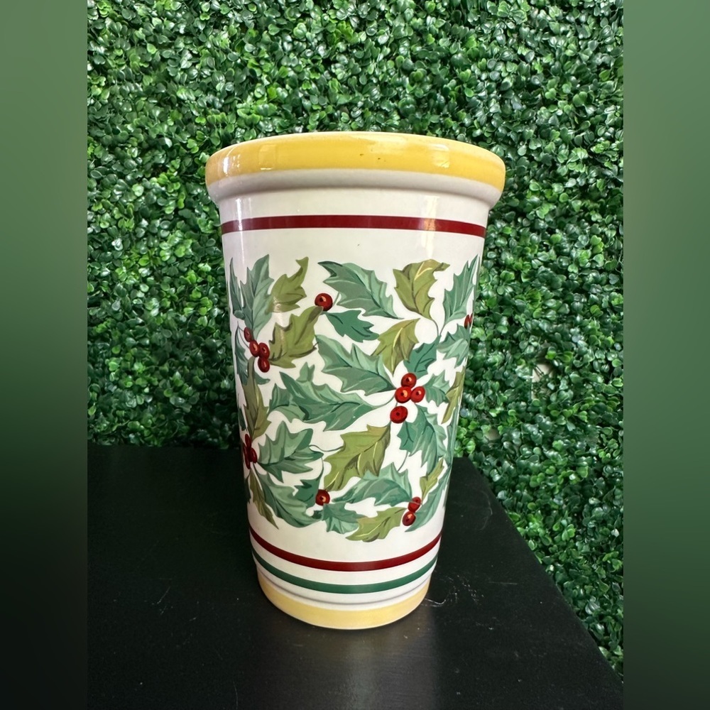 Vintage Longaberger American Holly Pattern Vase